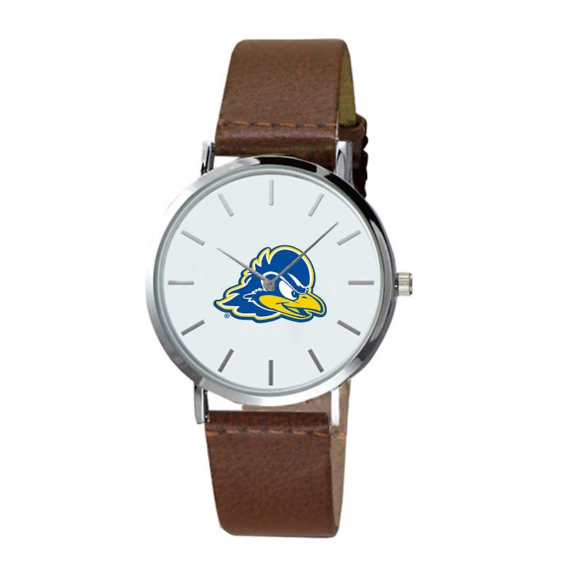 Men's Brown Delaware Fightin' Blue Hens Plexus Leather Watch