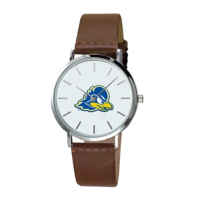 Men's  Brown Delaware Fightin' Blue Hens Plexus Leather Watch