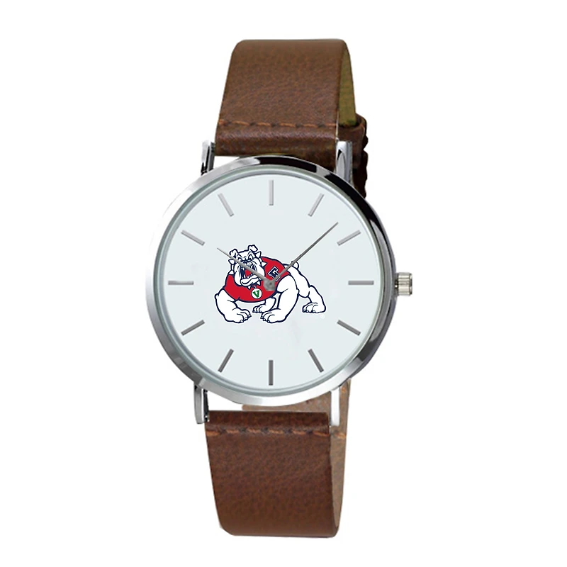 Men's  Brown Fresno State Bulldogs Plexus Leather Watch