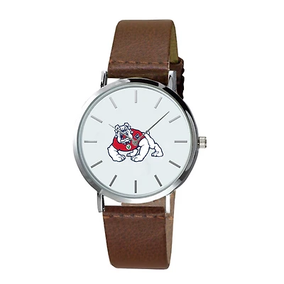 Men's  Brown Fresno State Bulldogs Plexus Leather Watch