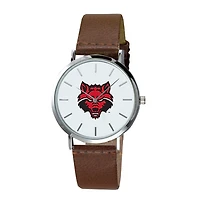 Men's  Brown Arkansas State Red Wolves Plexus Leather Watch