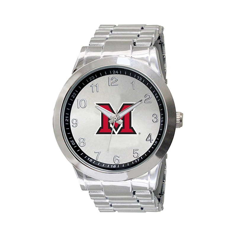 Men's Silver Miami University RedHawks Integris Stainless Steel Watch