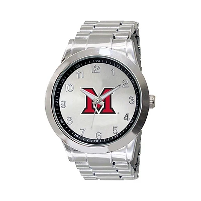 Men's  Silver Miami University RedHawks Integris Stainless Steel Watch