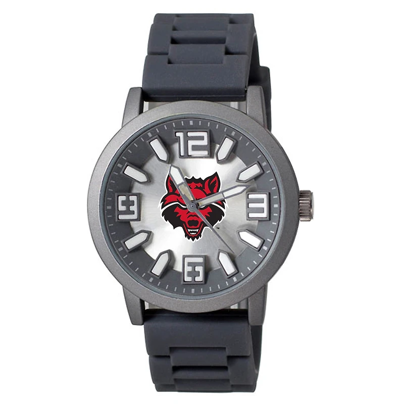 Men's Black Arkansas State Red Wolves Enigma Silicone Strap Watch