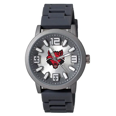 Men's  Black Arkansas State Red Wolves Enigma Silicone Strap Watch