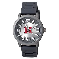 Men's  Black Miami University RedHawks Enigma Silicone Strap Watch