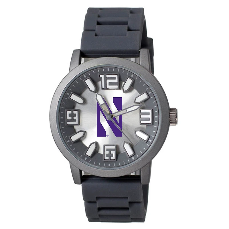 Men's Black Northwestern Wildcats Enigma Silicone Strap Watch