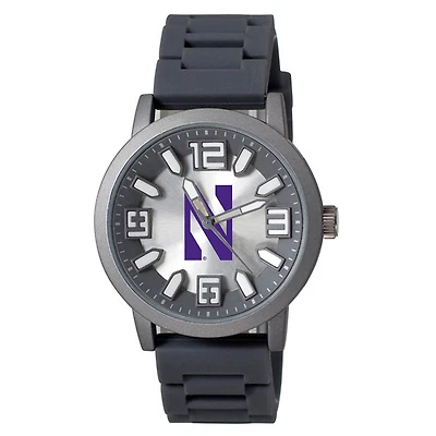 Men's Black Northwestern Wildcats Enigma Silicone Strap Watch