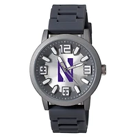 Men's  Black Northwestern Wildcats Enigma Silicone Strap Watch