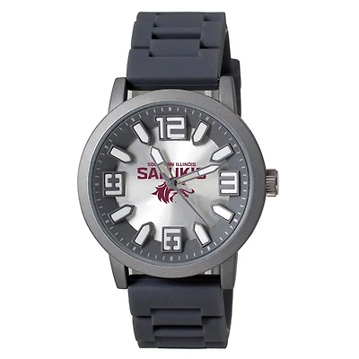 Men's  Black Southern Illinois Salukis Enigma Silicone Strap Watch