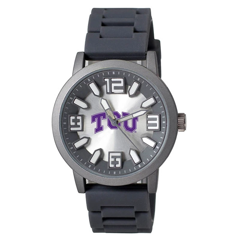 Men's Black TCU Horned Frogs Enigma Silicone Strap Watch