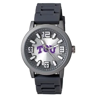 Men's  Black TCU Horned Frogs Enigma Silicone Strap Watch
