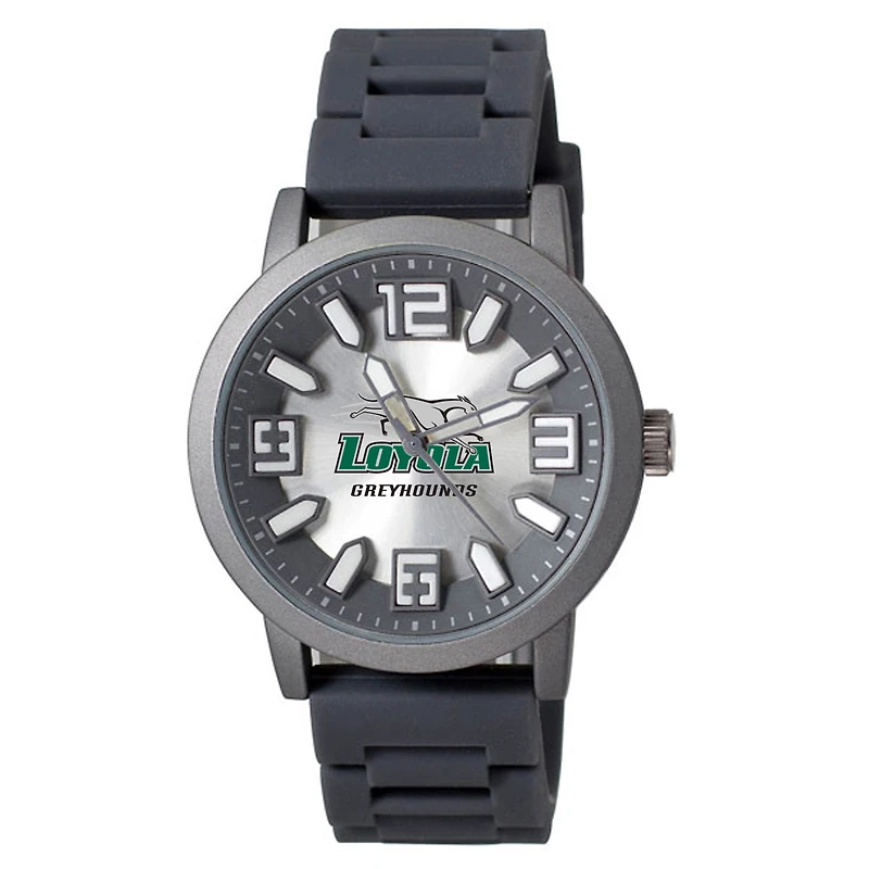 Men's Black Loyola Greyhounds Enigma Silicone Strap Watch