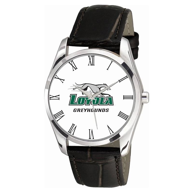 Men's Black Loyola Greyhounds Berkeley Leather Watch