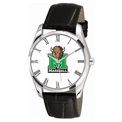 Men's  Black Marshall Thundering Herd Berkeley Leather Watch