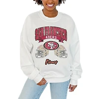 Women's Gameday Couture White San Francisco 49ers Passing Time Pullover Sweatshirt
