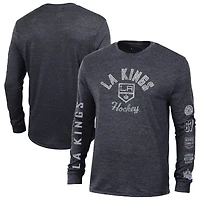 Men's Champion Heather Black Los Angeles Kings Multi-Logo Tri-Blend Long Sleeve T-Shirt