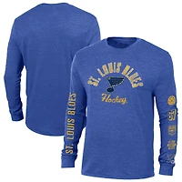 Men's Champion Heather Blue St. Louis Blues Multi-Logo Tri-Blend Long Sleeve T-Shirt