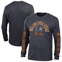 Men's Champion Heather Black Philadelphia Flyers Multi-Logo Tri-Blend Long Sleeve T-Shirt