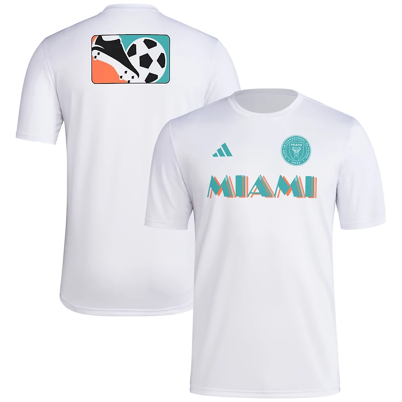 Men's adidas White Inter Miami CF 2024 Jersey Hook Pre-Match T-Shirt