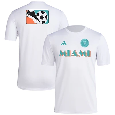 Men's adidas White Inter Miami CF 2024 Jersey Hook Pre-Match T-Shirt