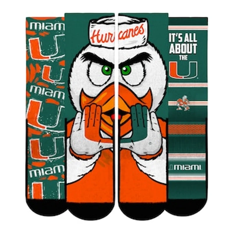 Youth Rock Em Socks  Miami Hurricanes Fan Favorite Three-Pack Crew Sock Set