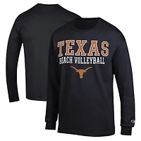 Men's Champion  Black Texas Longhorns Stacked Beach Volleyball Long Sleeve T-Shirt