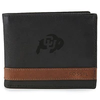 Men's Fossil  Black Colorado Buffaloes Quinn Flip ID Bifold Wallet