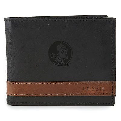 Men's Fossil Black Florida State Seminoles Quinn Flip ID Bifold Wallet