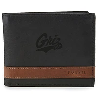 Men's Fossil  Black Montana Grizzlies Quinn Flip ID Bifold Wallet