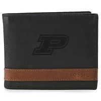 Men's Fossil  Black Purdue Boilermakers Quinn Flip ID Bifold Wallet