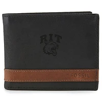 Men's Fossil  Black Rochester Institute of Technology Tigers Quinn Flip ID Bifold Wallet