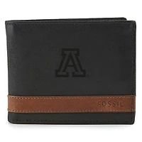 Men's Fossil  Black Arizona Wildcats Quinn Flip ID Bifold Wallet