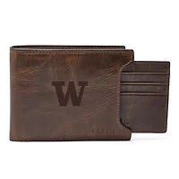 Men's Fossil  Brown Washington Huskies Derrick Sliding Two-In-One Wallet