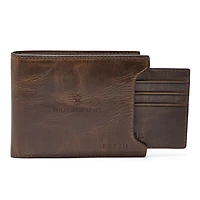 Men's Fossil  Brown William & Mary Tribe Derrick Sliding Two-In-One Wallet