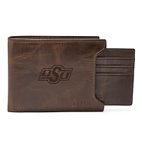 Men's Fossil  Brown Oklahoma State Cowboys Derrick Sliding Two-In-One Wallet
