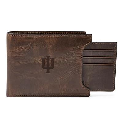 Men's Fossil  Brown Indiana Hoosiers Derrick Sliding Two-In-One Wallet