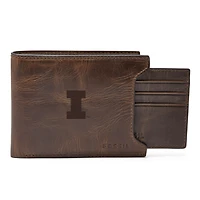 Men's Fossil  Brown Illinois Fighting Illini Derrick Sliding Two-In-One Wallet