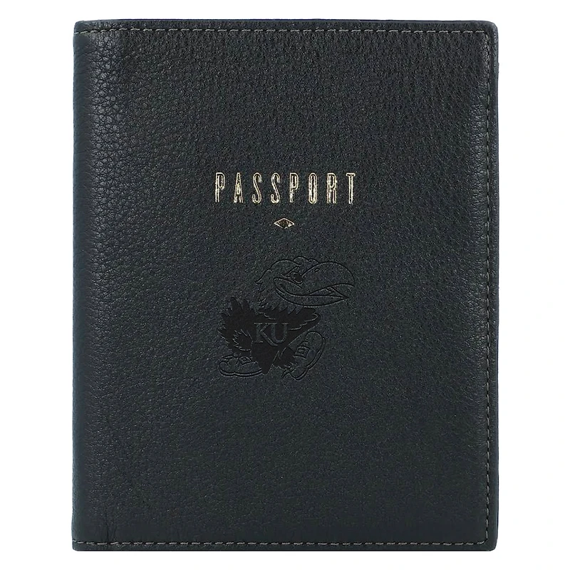 Fossil Black Kansas Jayhawks Travel RFID Passport Case