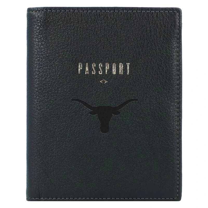 Fossil Black Texas Longhorns Travel RFID Passport Case