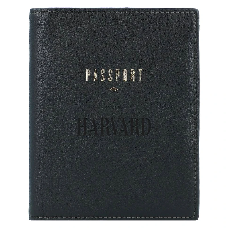 Fossil Black Harvard Crimson Travel RFID Passport Case