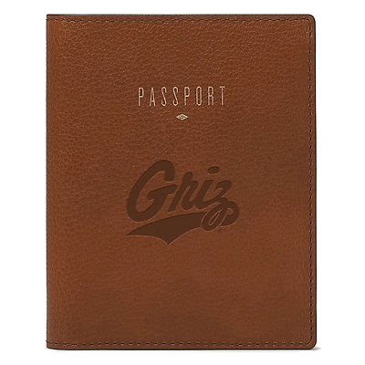 Fossil Brown Montana Grizzlies Travel RFID Passport Case