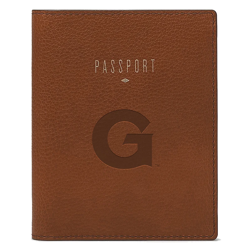 Fossil  Brown Georgetown Hoyas Travel RFID Passport Case