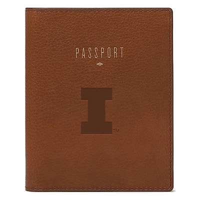 Fossil Brown Illinois Fighting Illini Travel RFID Passport Case