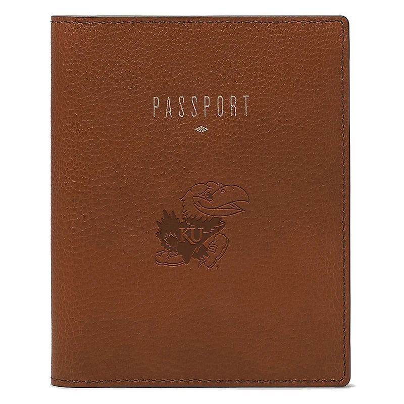 Fossil Brown Kansas Jayhawks Travel RFID Passport Case