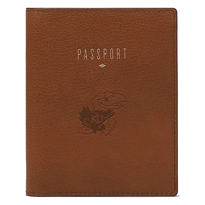 Fossil Brown Kansas Jayhawks Travel RFID Passport Case