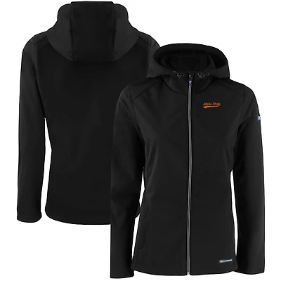 Women's Cutter & Buck Black Idaho State Bengals Evoke Eco Softshell Recycled Full-Zip Hoodie Jacket