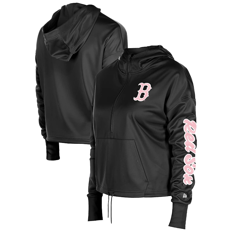 Women's New Era Black Boston Red Sox Half-Zip Hoodie