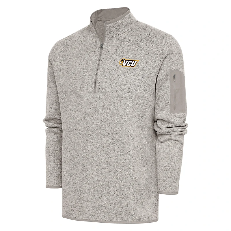 Men's Antigua  Oatmeal VCU Rams Fortune Quarter-Zip Pullover Jacket