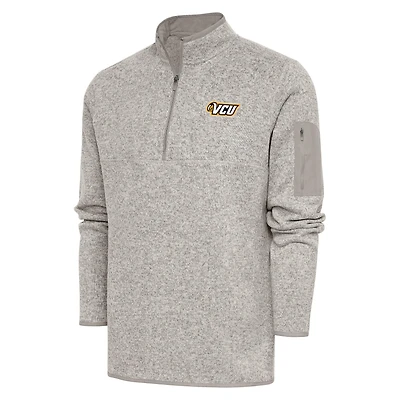 Men's Antigua  Oatmeal VCU Rams Fortune Quarter-Zip Pullover Jacket